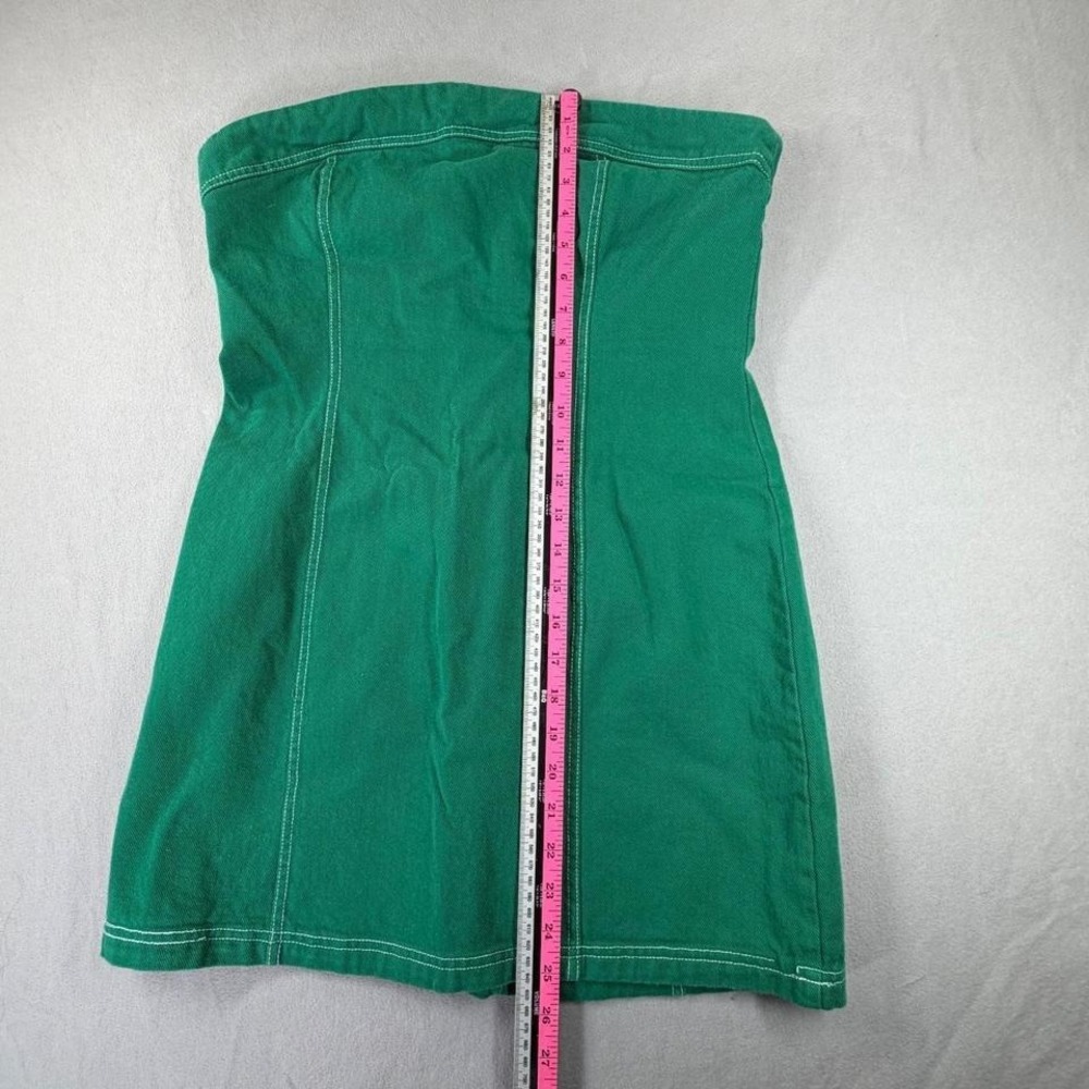Y2K Green Strapless Denim Mini Dress Bodycon Indie Sleaze Tube - Picture 3 of 5
